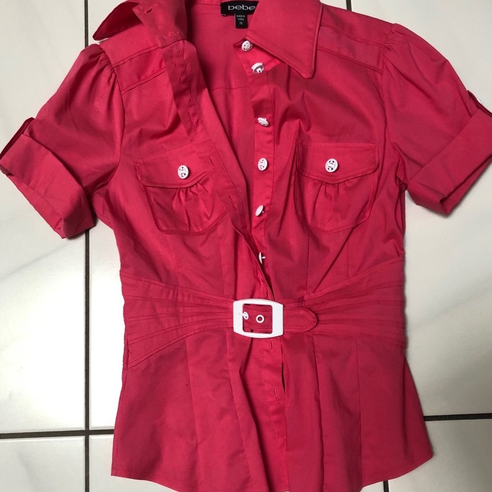 Bebe Button Down Cuffed Short Sleeve - image 1